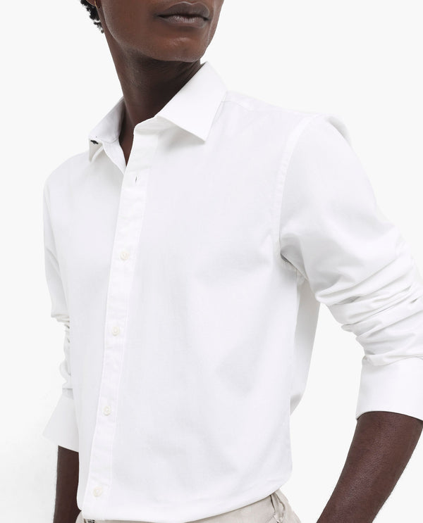 Rare Rabbit Men's Arlet White Cotton Fabric Full Sleeve Regular Fit Solid Shirt