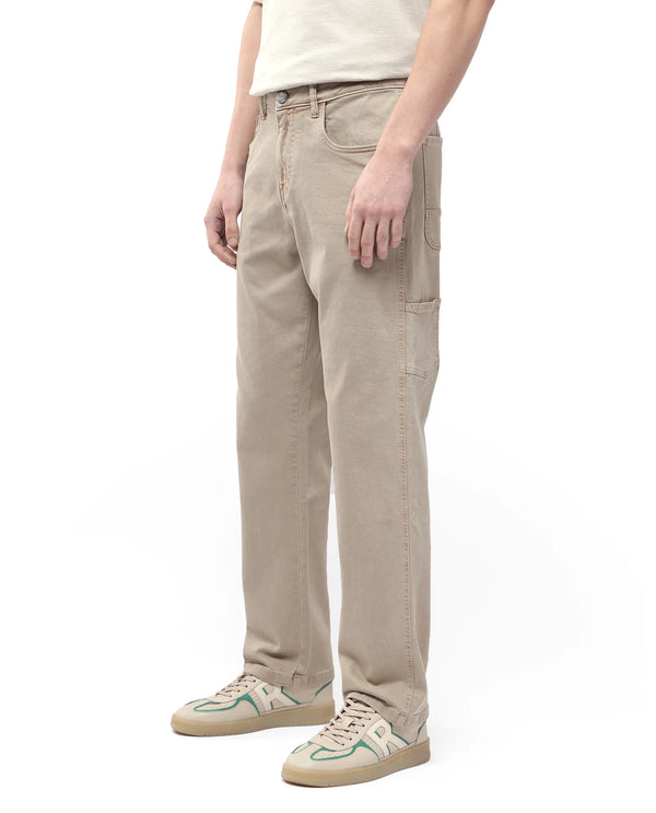 Rare Rabbit Men Arni Light Beige Cotton Viscose Fabric Carpenter Fit Plain Denim Pant