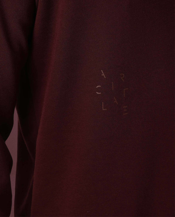 Rare Rabbit Articale Men's Arum Burnt Prune Cotton Fabric Full Sleeves Solid Sweatshirt