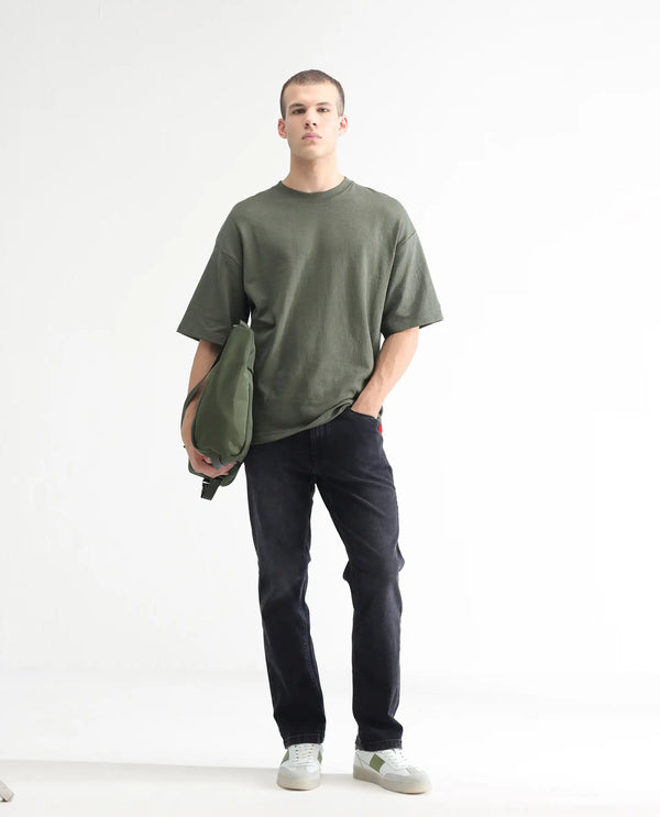 Rare Rabbit Men's Batten Grey Mid Wash Mid-Rise Regular Fit Jeans
