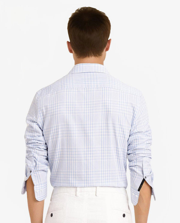 Rare Rabbit  Men's Bisk Light Blue Cotton Fabric Full Sleeve Regular Fit Checks Twill Shirt