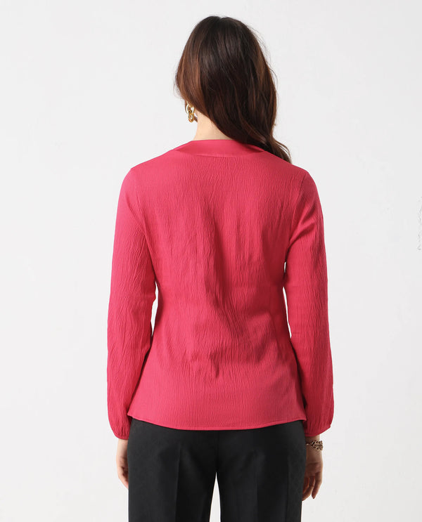 Rareism Women Boco Pink Balloon Sleeve V-Neck Regular Fit Plain Top