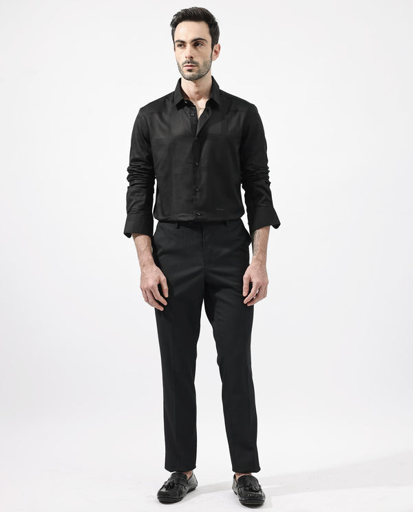Rare Rabbit Men's Boxline-5 Dusky Black Cotton Lyocell Fabric Full Sleeves Checks Shirt