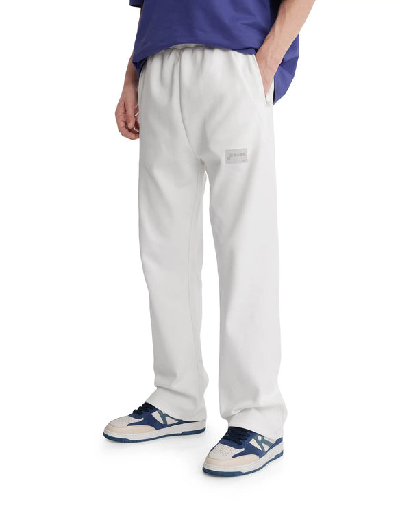 Rare Rabbit Men Breckin Off White Cotton Blend Cut and Sew Label and Embroidery Detail Relaxed Fit Track Pant