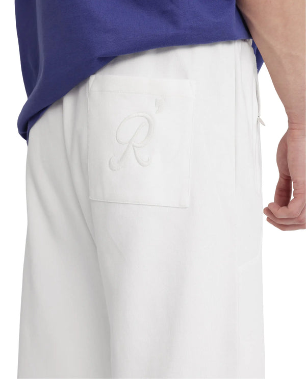 Rare Rabbit Men Breckin Off White Cotton Blend Cut and Sew Label and Embroidery Detail Relaxed Fit Track Pant