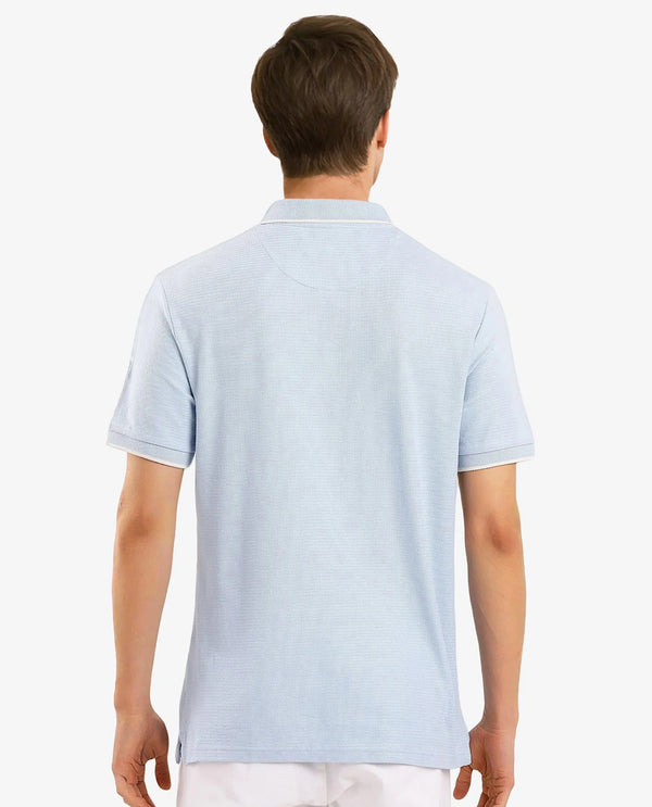 Rare Rabbit Men's Burrow Light Blue Short Sleeve Collared Neck Slim Fit Plain Polo