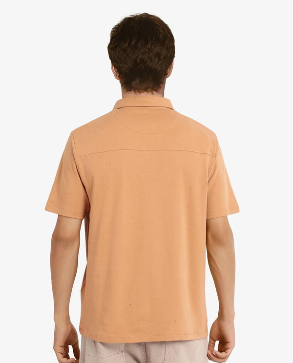 Rare Rabbit Men Calix Mustard Short Sleeve Collared Neck Plain Embroidered Logo Polo