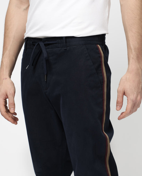 Rare Rabbit Mens Caloon Navy Cotton Blend Drawstring Closure Regular Fit Solid Trouser