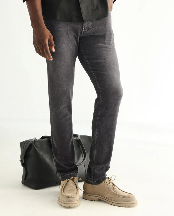 Rare Rabbit Men's Celebi Grey Mid Wash Mid-Rise Slim Fit Jeans