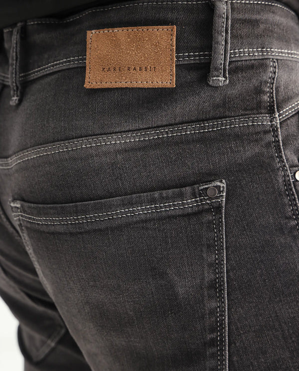 Rare Rabbit Men's Celebi Grey Mid Wash Mid-Rise Slim Fit Jeans