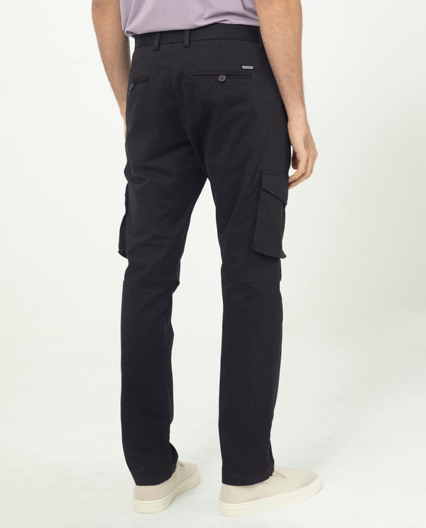 Rare Rabbit Men's Celu Dark Maroon Solid Mid-Rise Cargo Style Slim-Fit Trouser