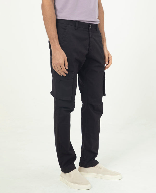 Rare Rabbit Men's Celu Dark Maroon Solid Mid-Rise Cargo Style Slim-Fit Trouser
