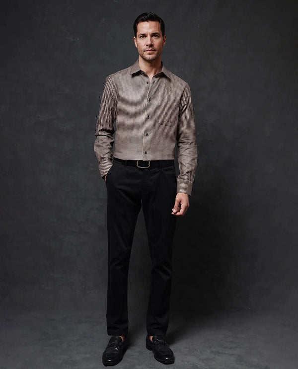 Rare Rabbit Men Chesto Beige Cotton Fabric Full Sleeve with Cufflinks Regular Fit Check Shirt
