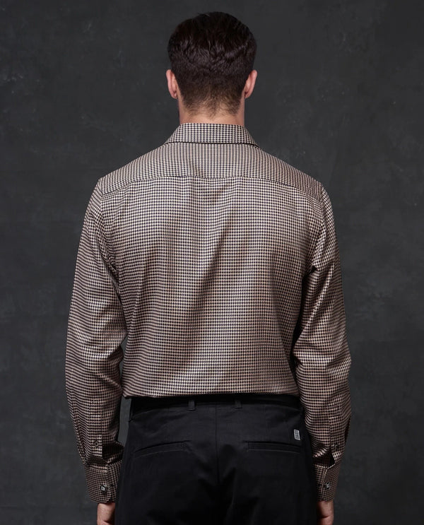 Rare Rabbit Men Chesto Beige Cotton Fabric Full Sleeve with Cufflinks Regular Fit Check Shirt