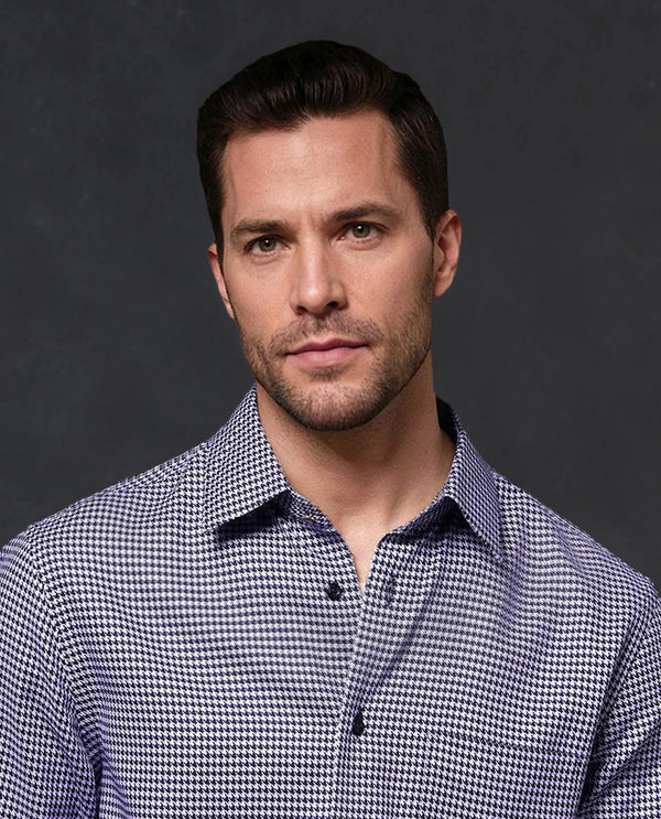 Rare Rabbit Men Chesto Purple Cotton Fabric Full Sleeve with Cufflinks Regular Fit Check Shirt