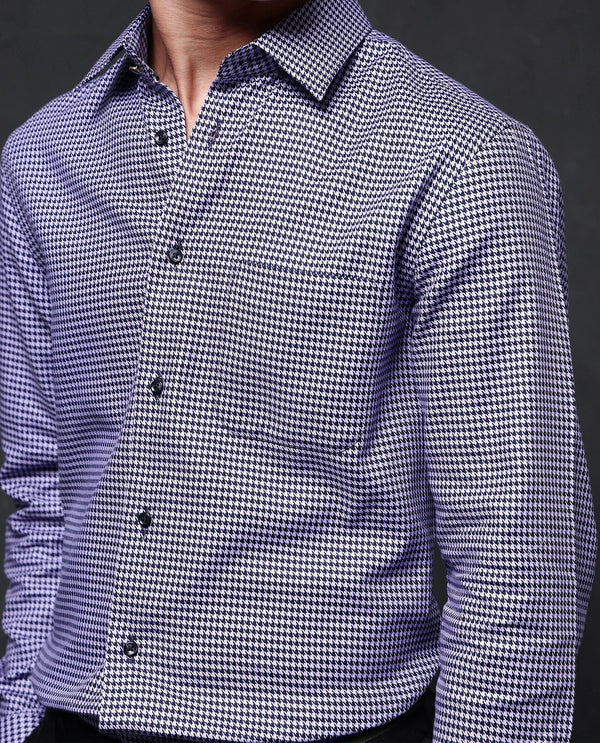 Rare Rabbit Men Chesto Purple Cotton Fabric Full Sleeve with Cufflinks Regular Fit Check Shirt