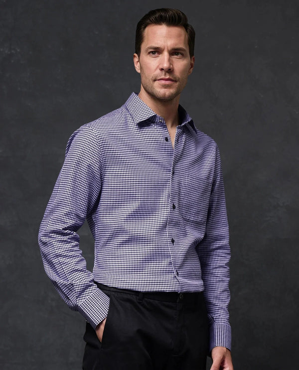 Rare Rabbit Men Chesto Purple Cotton Fabric Full Sleeve with Cufflinks Regular Fit Check Shirt