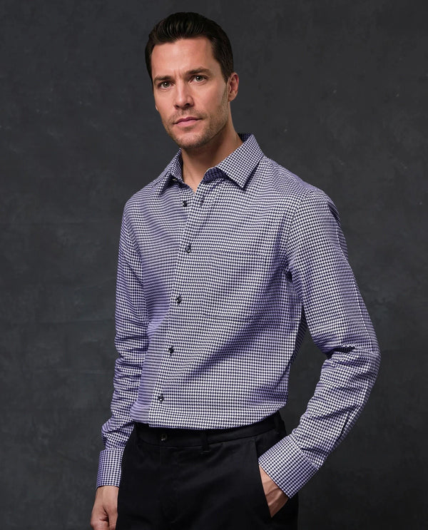 Rare Rabbit Men Chesto Purple Cotton Fabric Full Sleeve with Cufflinks Regular Fit Check Shirt