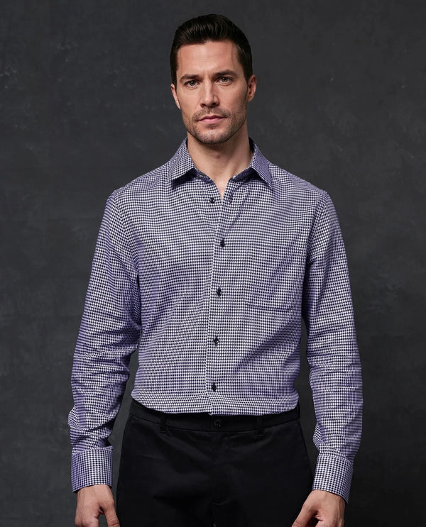 Rare Rabbit Men Chesto Purple Cotton Fabric Full Sleeve with Cufflinks Regular Fit Check Shirt