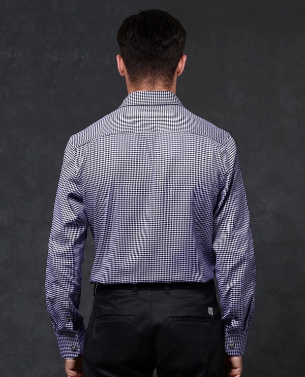 Rare Rabbit Men Chesto Purple Cotton Fabric Full Sleeve with Cufflinks Regular Fit Check Shirt