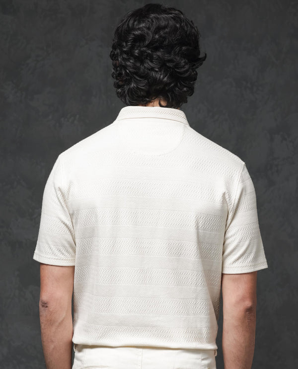 Rare Rabbit Mens Clion Beige Short Sleeve Jacquard Polo T-Shirt