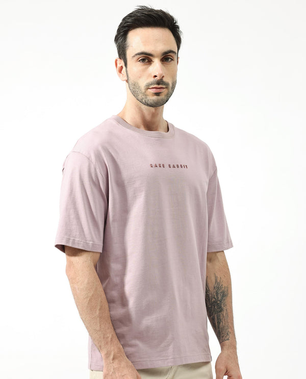 Rare Rabbit Articale Men's Dist Purple Crew Neck Short Sleeves Botanical Print Oversized T-Shirt