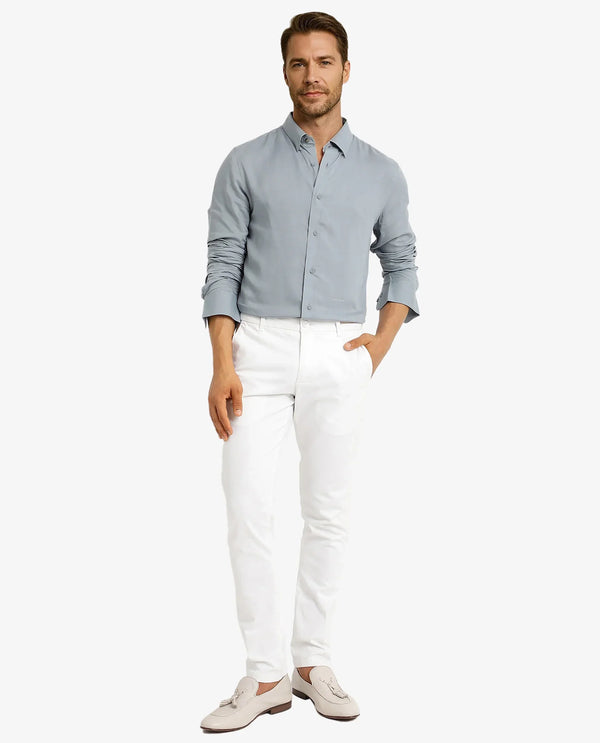 Rare Rabbit Men Dub Dusky Blue Cotton Fabric Full Sleeve Regular Collar Regular Fit Plain Shirt