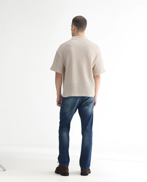 Rare Rabbit Men's Dunker Navy Mid-Rise Regular Fit Jeans