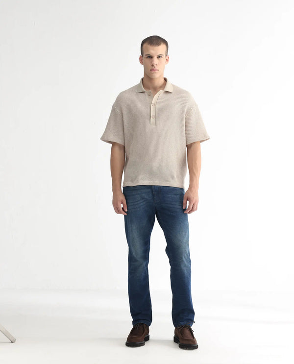 Rare Rabbit Men's Dunker Navy Mid-Rise Regular Fit Jeans