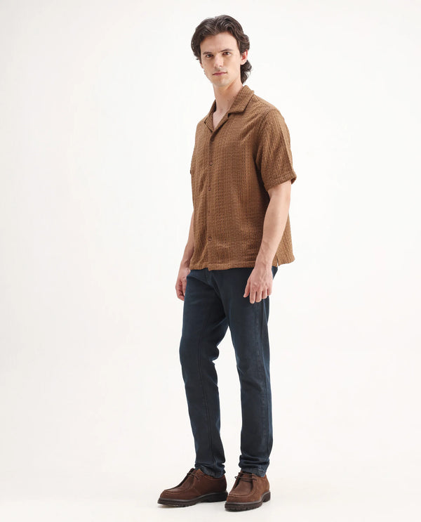 Rare Rabbit Men's Earth-2 Navy Dark Wash Mid-Rise Slim Fit Jeans