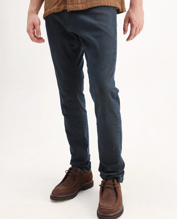 Rare Rabbit Men's Earth-2 Navy Dark Wash Mid-Rise Slim Fit Jeans