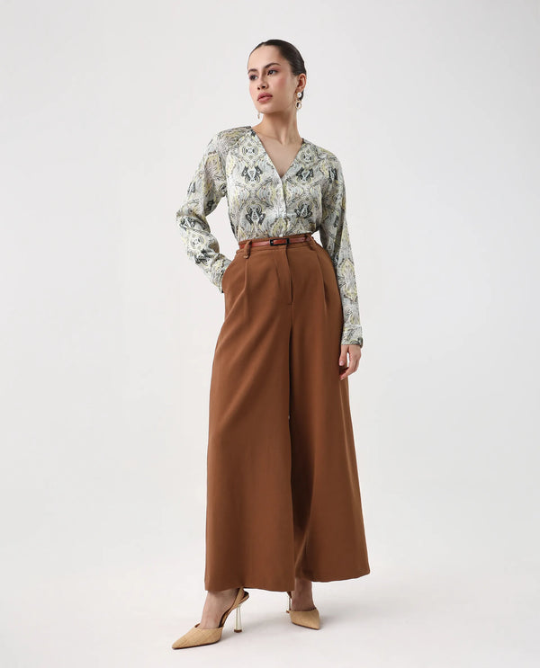Rareism Women Epoll Multi Button Closure Satin Relaxed Regular Abstract Top