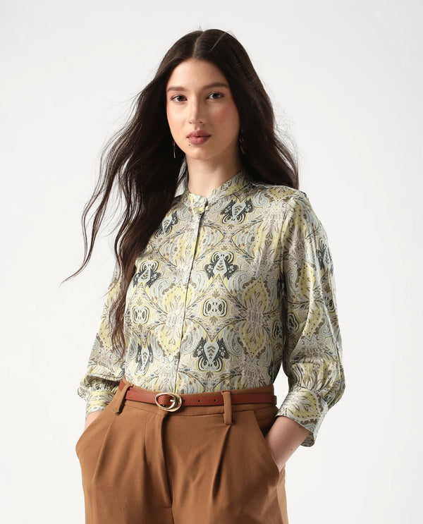 Rareism Women Epsea Multi Button Closure Satin Regular Regular Paisley Top