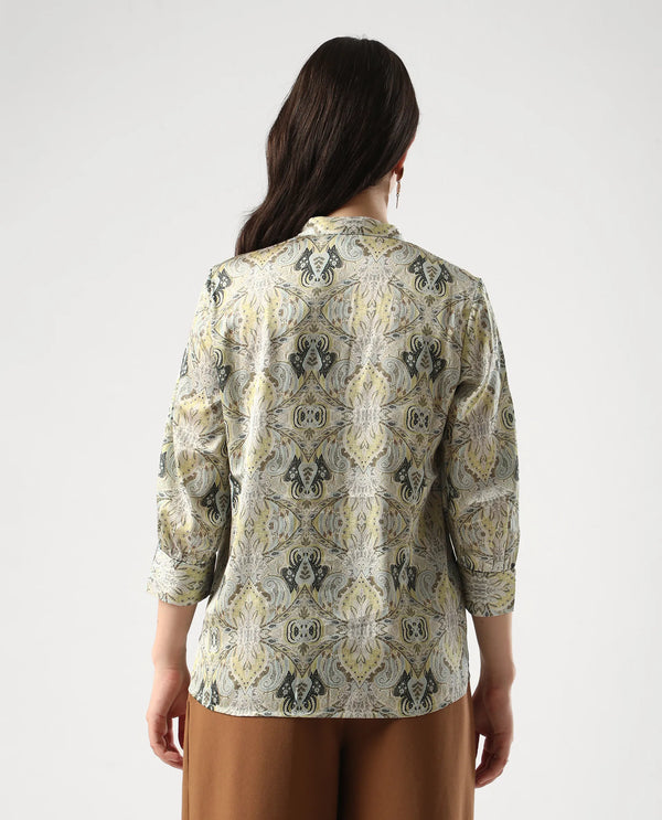 Rareism Women Epsea Multi Button Closure Satin Regular Regular Paisley Top