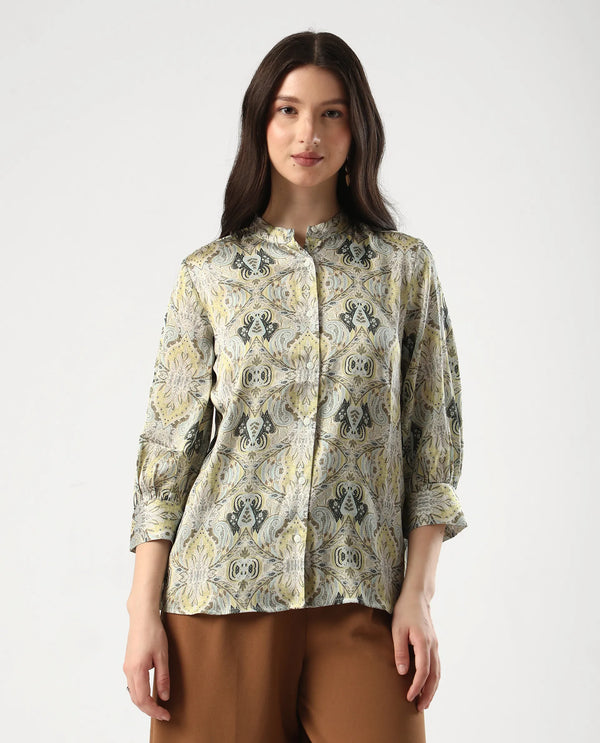 Rareism Women Epsea Multi Button Closure Satin Regular Regular Paisley Top