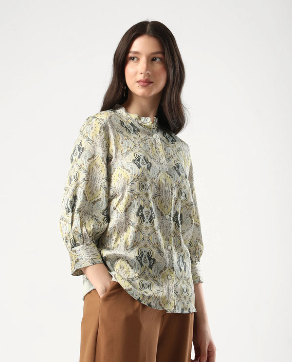 Rareism Women Epsea Multi Button Closure Satin Regular Regular Paisley Top