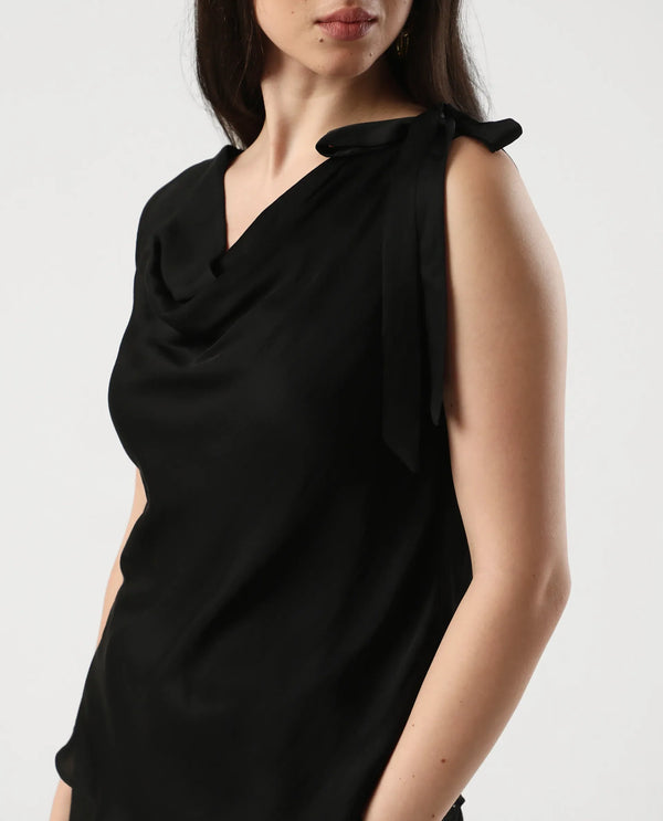 Rareism Women Epuke Black Pull On Closure Satin Regular Regular Top