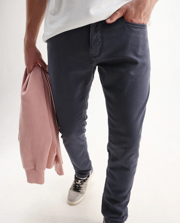 Rare Rabbit Men's Essen Light Purple Sulphur Dyed Mid-Rise Slim Fit Jeans