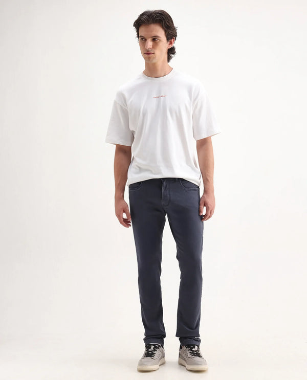 Rare Rabbit Men's Essen Light Purple Sulphur Dyed Mid-Rise Slim Fit Jeans