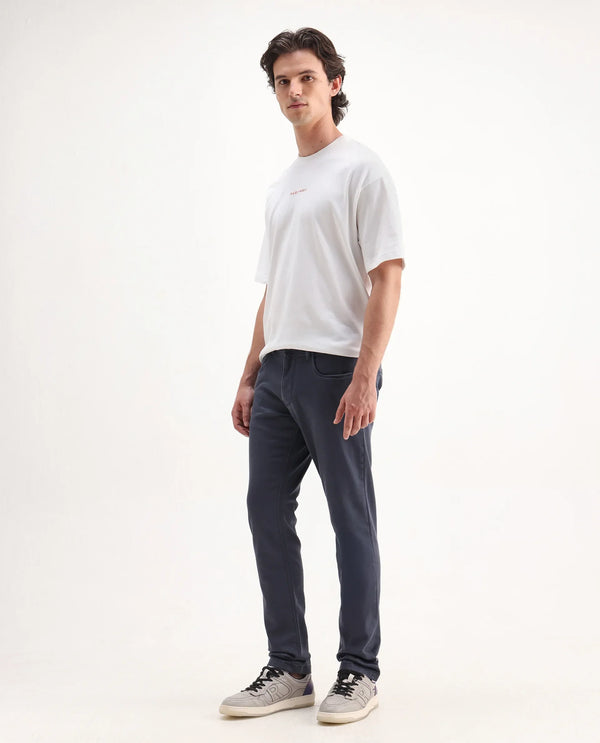 Rare Rabbit Men's Essen Light Purple Sulphur Dyed Mid-Rise Slim Fit Jeans