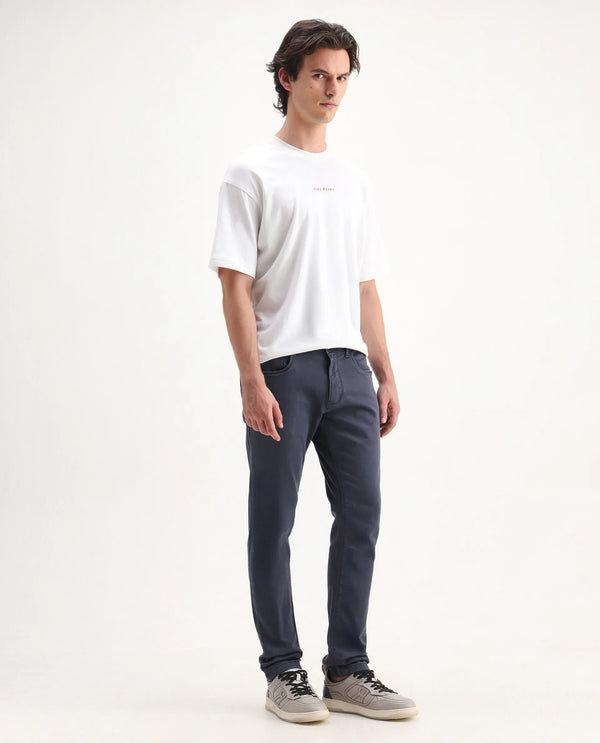 Rare Rabbit Men's Essen Light Purple Sulphur Dyed Mid-Rise Slim Fit Jeans