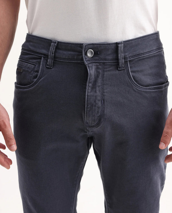 Rare Rabbit Men's Essen Light Purple Sulphur Dyed Mid-Rise Slim Fit Jeans