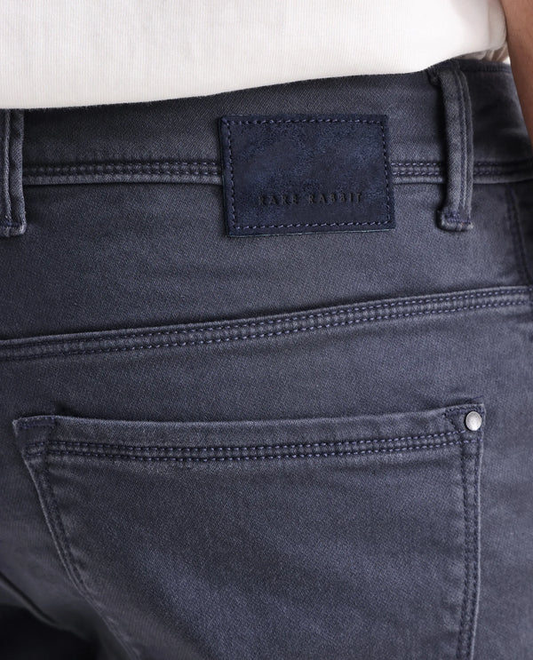 Rare Rabbit Men's Essen Light Purple Sulphur Dyed Mid-Rise Slim Fit Jeans