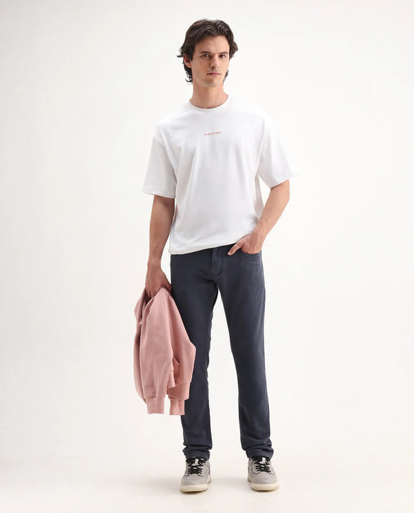 Rare Rabbit Men's Essen Light Purple Sulphur Dyed Mid-Rise Slim Fit Jeans