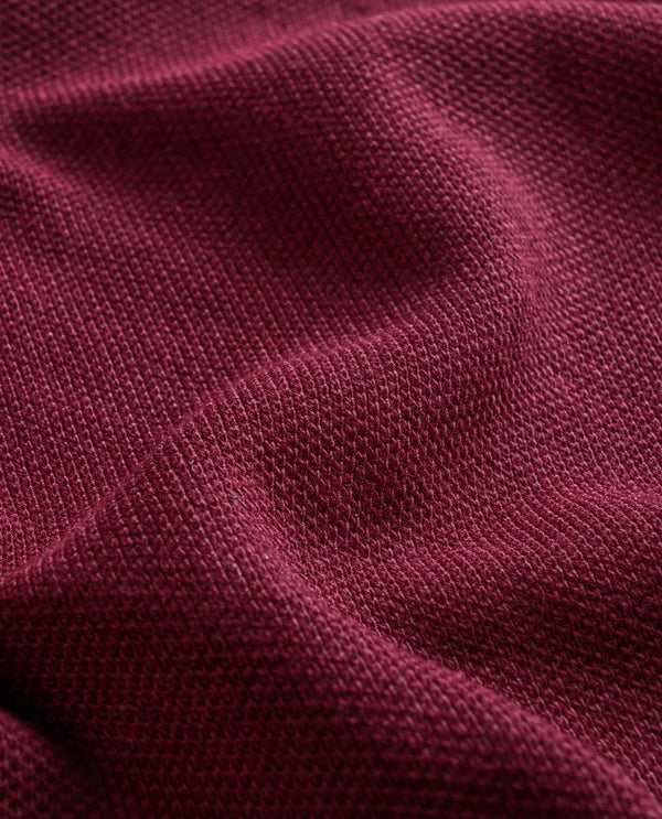 Rare Rabbit Men Mabe Maroon Short Sleeve Regular Collar Silicone Badge Branding Flat Knit Plain Polo