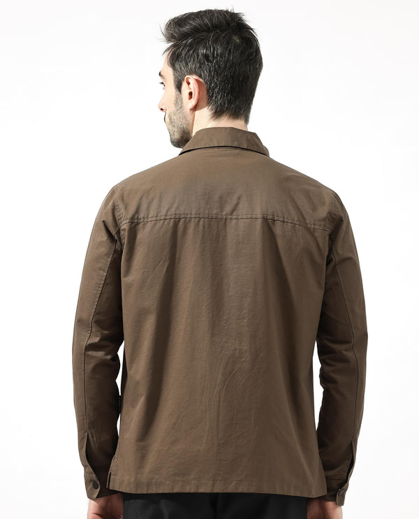 Rare Rabbit Men's Feliu Dark Olive Plain Utility Multi Pocket Jacket
