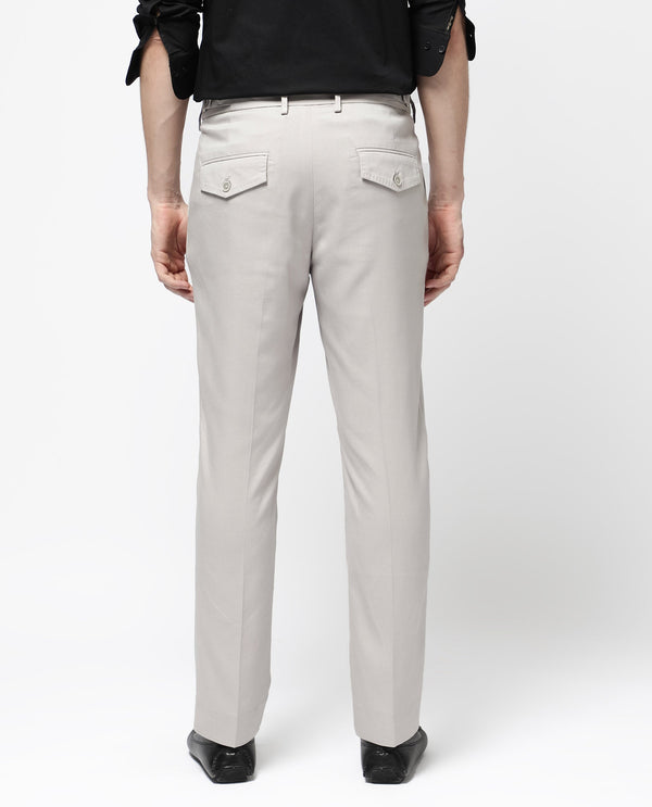 Rare Rabbit Men's Glade-1 Beige Solid Mid-Rise Regular Fit Trousers