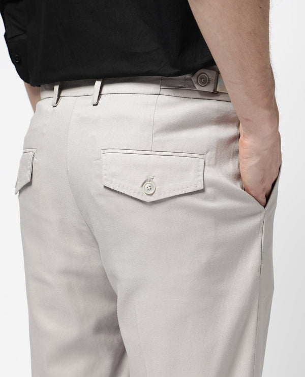 Rare Rabbit Men's Glade-1 Beige Solid Mid-Rise Regular Fit Trousers