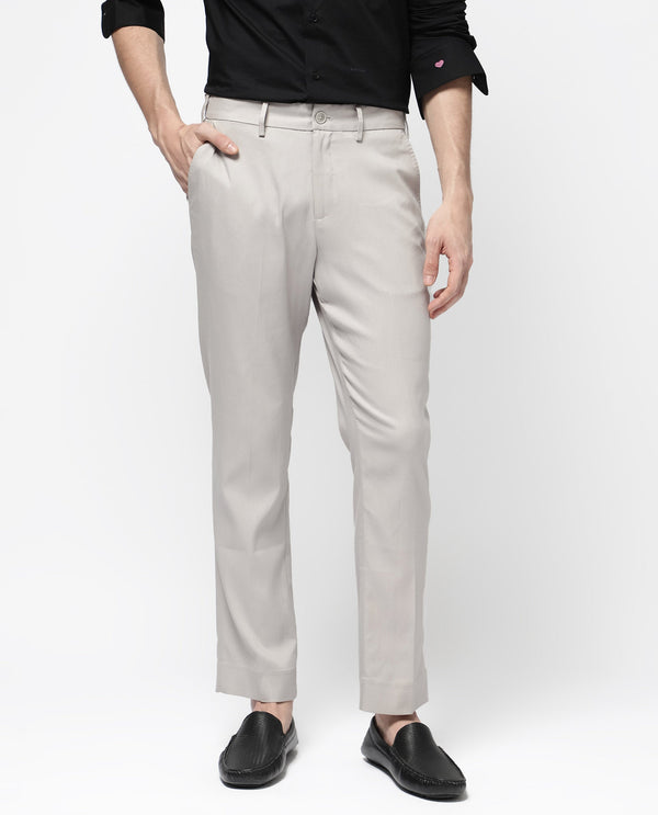 Rare Rabbit Men's Glade-1 Beige Solid Mid-Rise Regular Fit Trousers