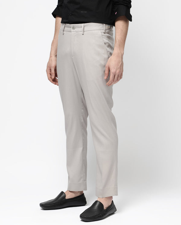 Rare Rabbit Men's Glade-1 Beige Solid Mid-Rise Regular Fit Trousers